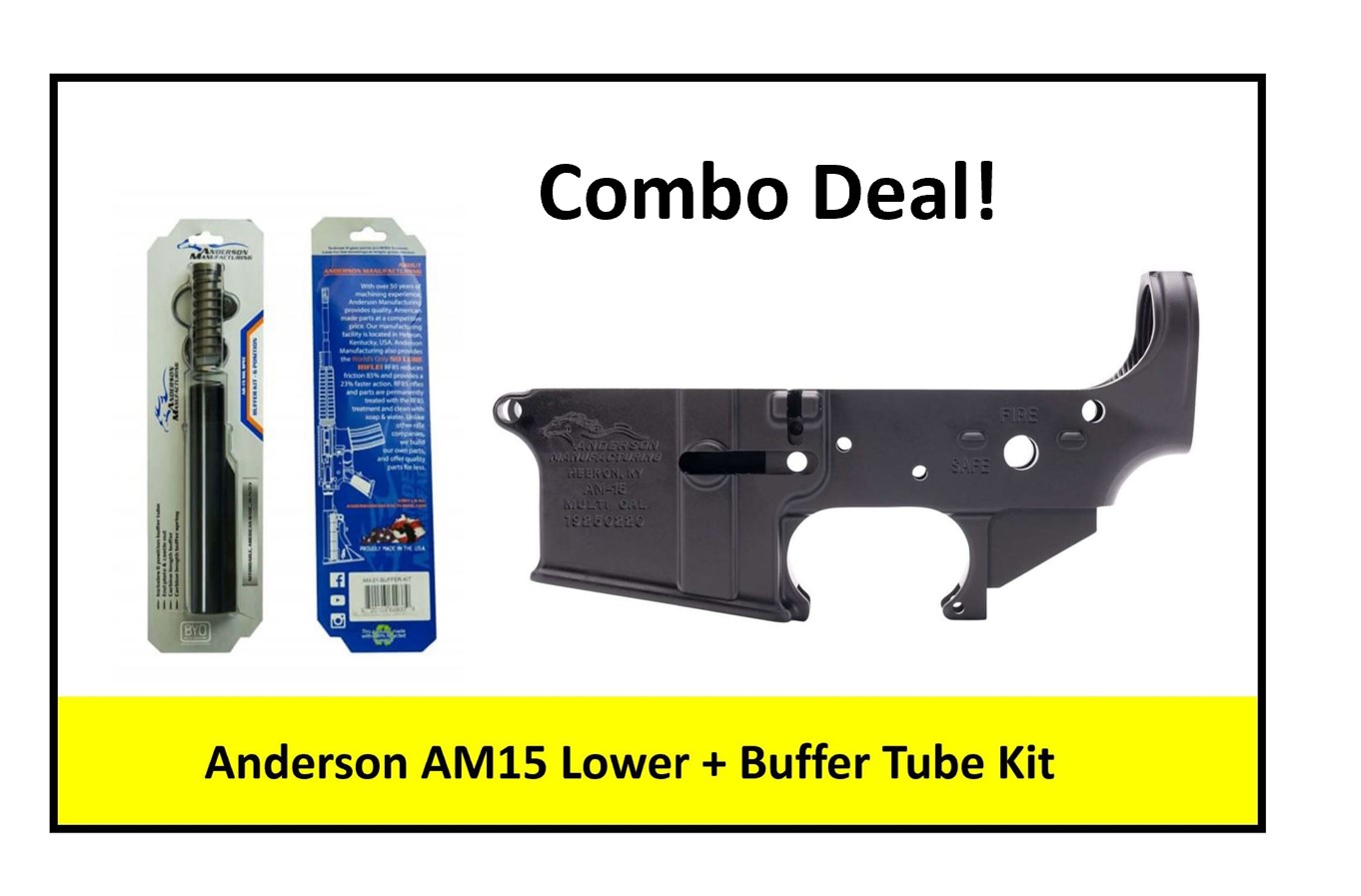 Anderson Manufacturing AR-15 Stripped Lower Receiver + Buffer Tube Combo