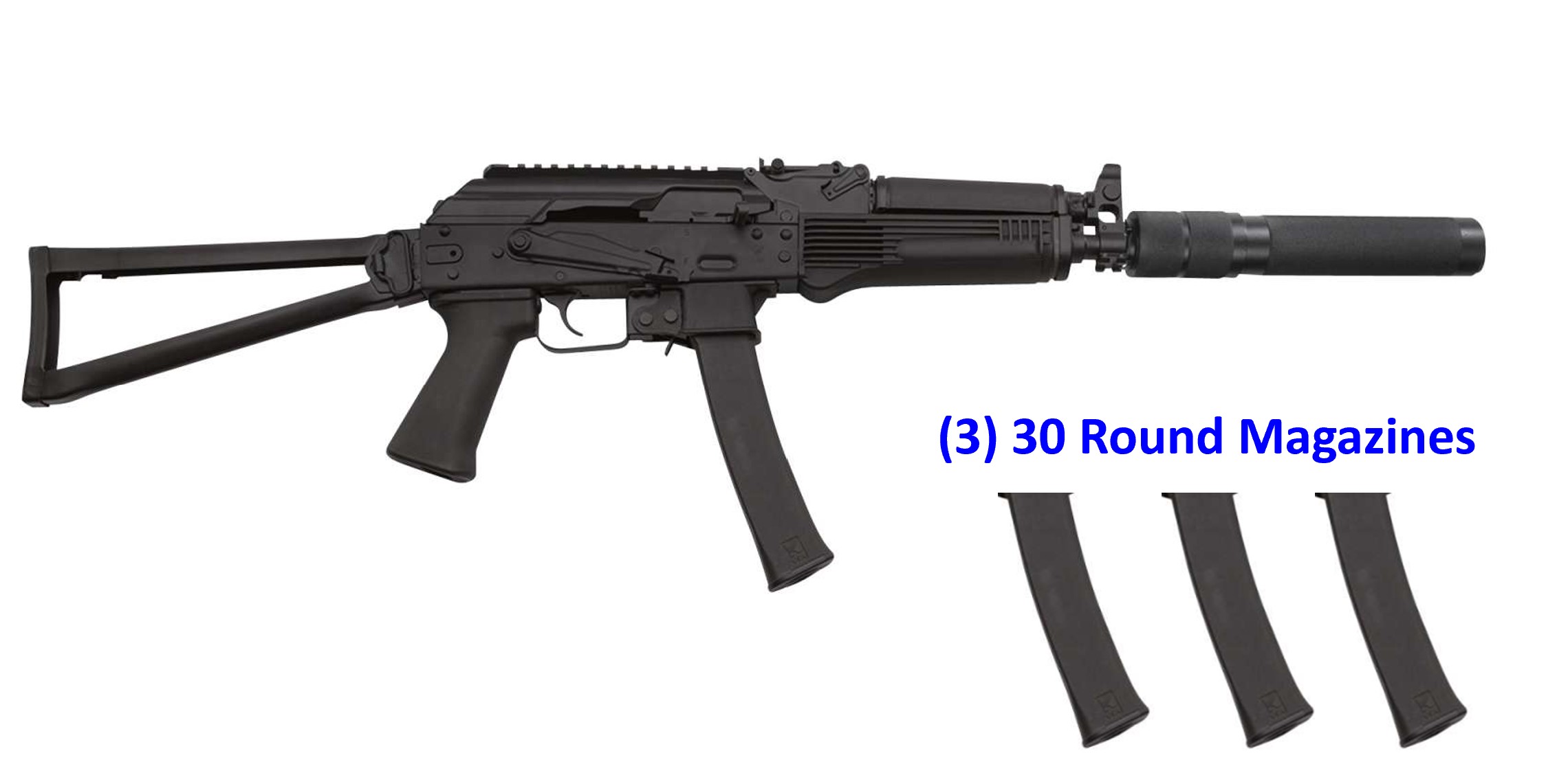 Kalashnikov USA KR9S KR-9  9mm Luger 16.25" 30+1 Black Black Side Folding Stock Black Polymer + (3) 30 Round Magazines & FREE Shipping!