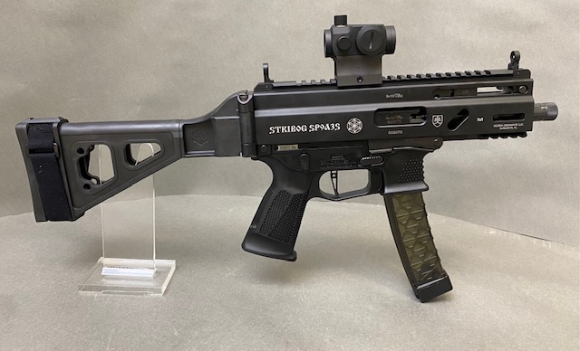 Grand Power Stribog SP9A3 S 5" 1/2x28 Barrel 30+1 9mm Delayed Roller + SB Tactical (SBT) Folding Brace (3) 30Rd Mags + Primary Arms 2 MOA Micro Dot & Mount